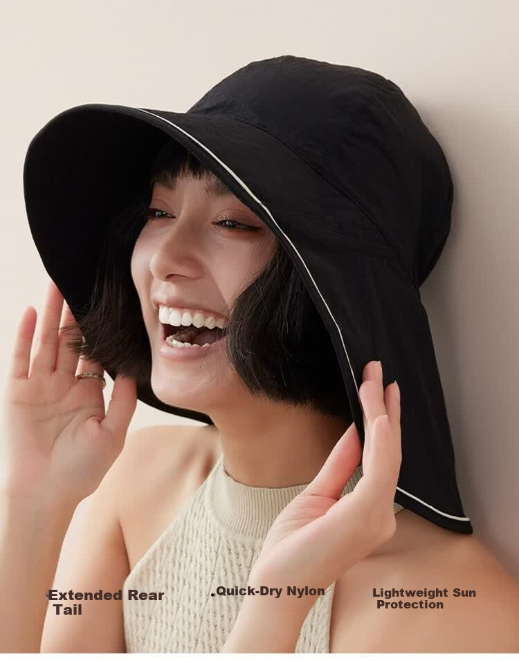 Lagur Summer Casual Extended Sunshade Fisherman Hat UPF100+ Neck Protection Ultra-Thin Breathable Quick-Dry Hat Summer 2
