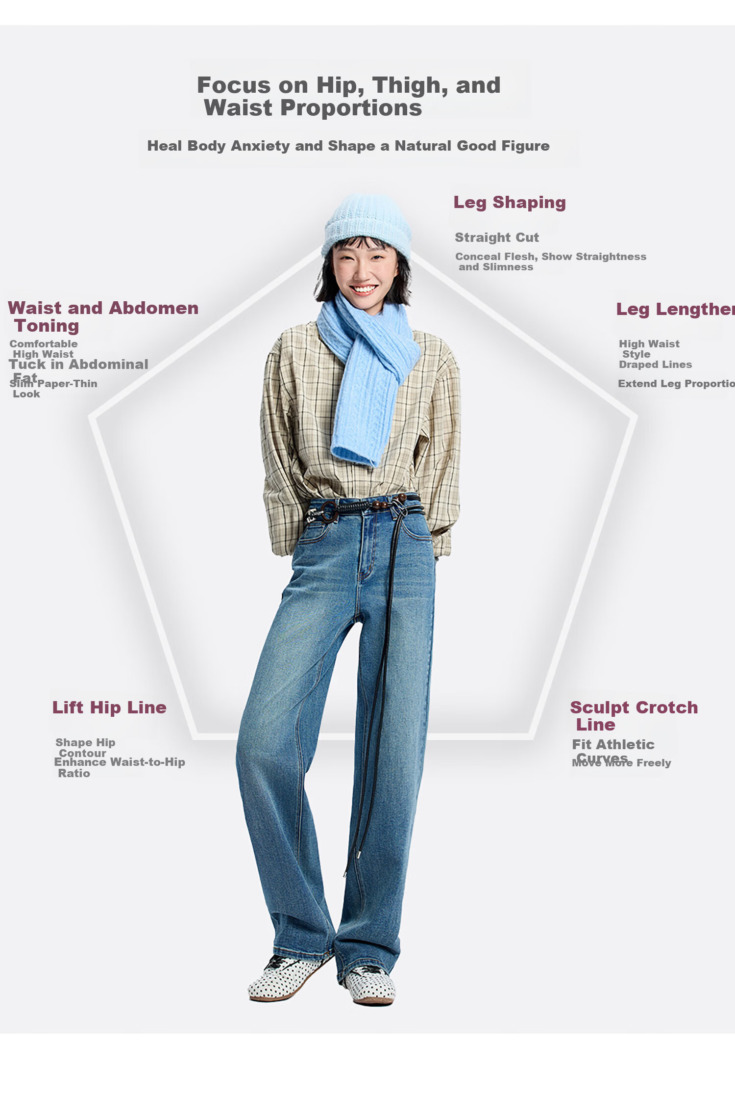 Metersbonwe Women's Jeans 2026 Spring New Slim Fit Slimming Versatile Straight Wide-Leg Pants 4