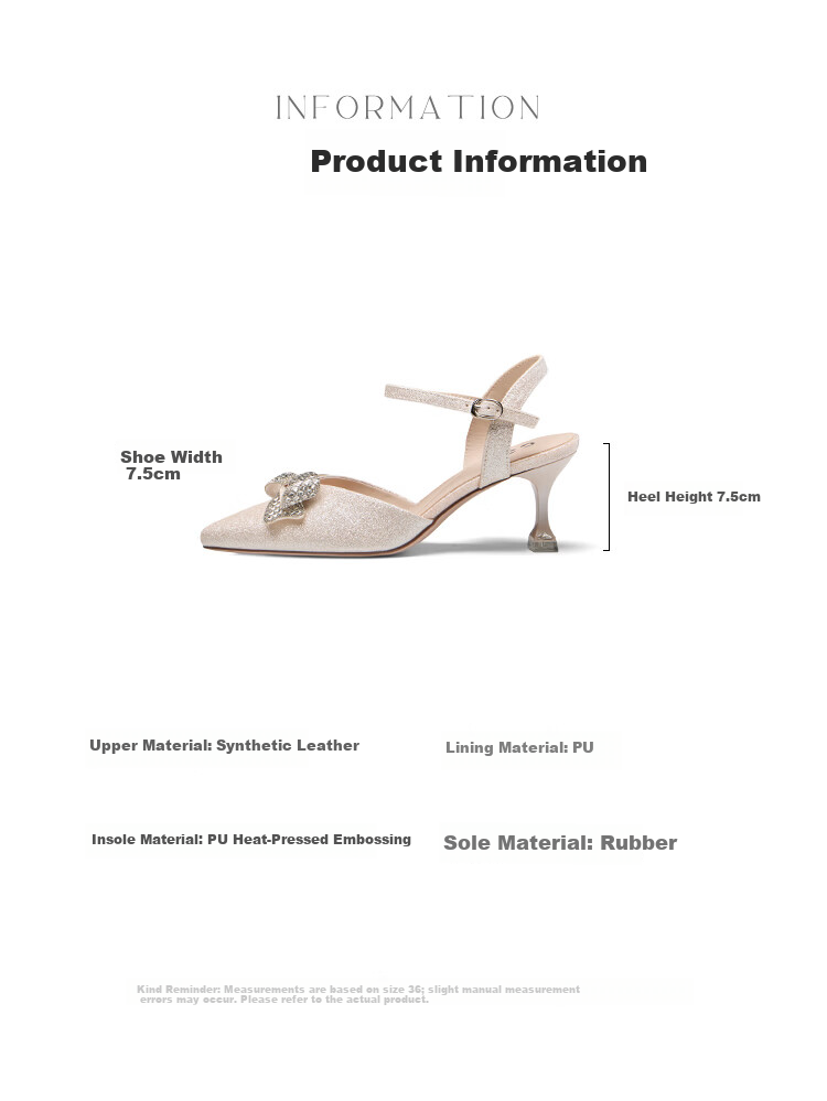 Josiny French Style Pointed Toe High Heels Women 2026 Summer New Rhinestone Bowknot Ankle Strap Stiletto Wedding Shoes Rose Gold 37 6