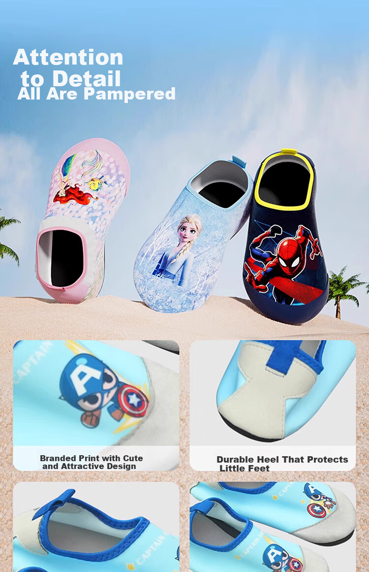 Disney Kids Beach Shoes Baby Non-Slip Snorkeling Socks Boys Girls Swimming Water Shoes D95905 Captain America Blue L 2