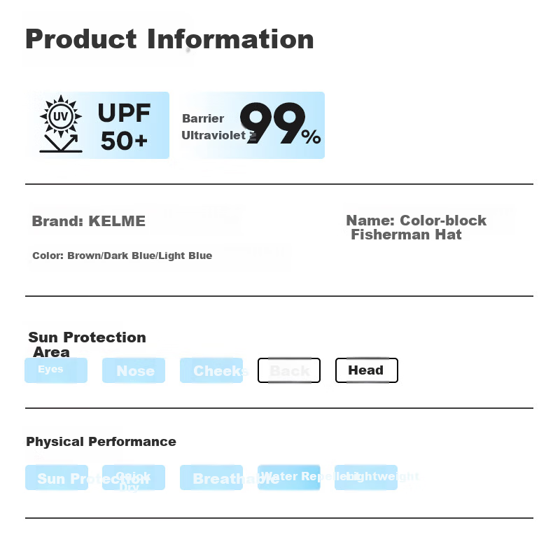 KELME Summer Sun Protection Bucket Hat Unisex Large Head Size Wide Brim Sunshade Sports Cap 9