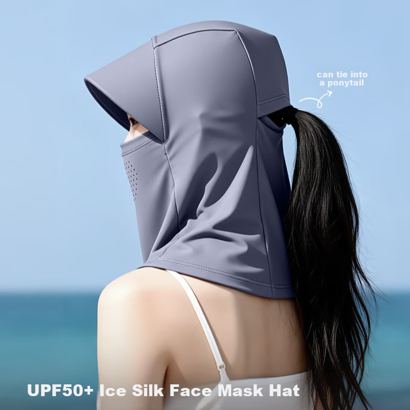 Spapani Women's All-Round Sunscreen Hat 2026 New Mask Integrated Outdoor Cycling Neck Protection Face Cover Ice Silk Sunshade Hat 3