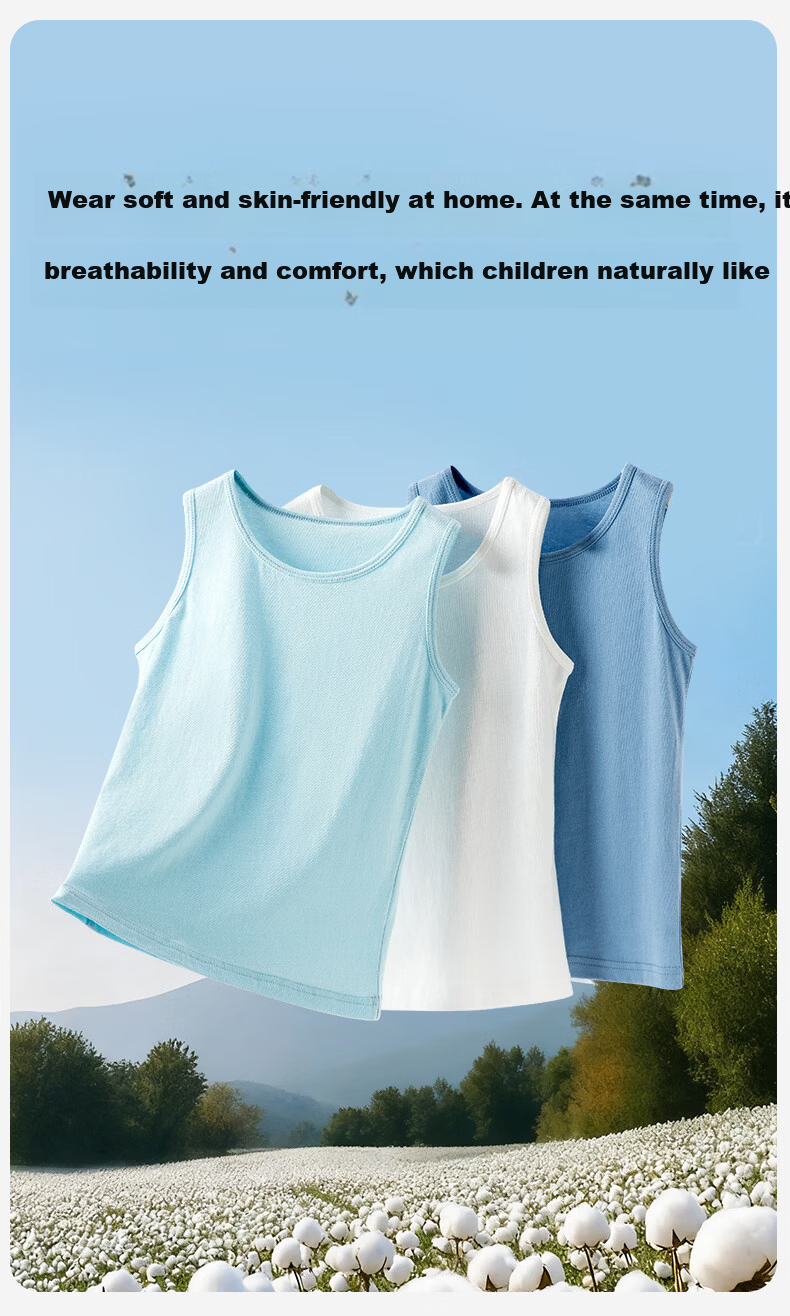 Dingguagua Kids Cotton Vest Boys' Pure Cotton Undershirt Basic Sleeveless Top Green 170 1