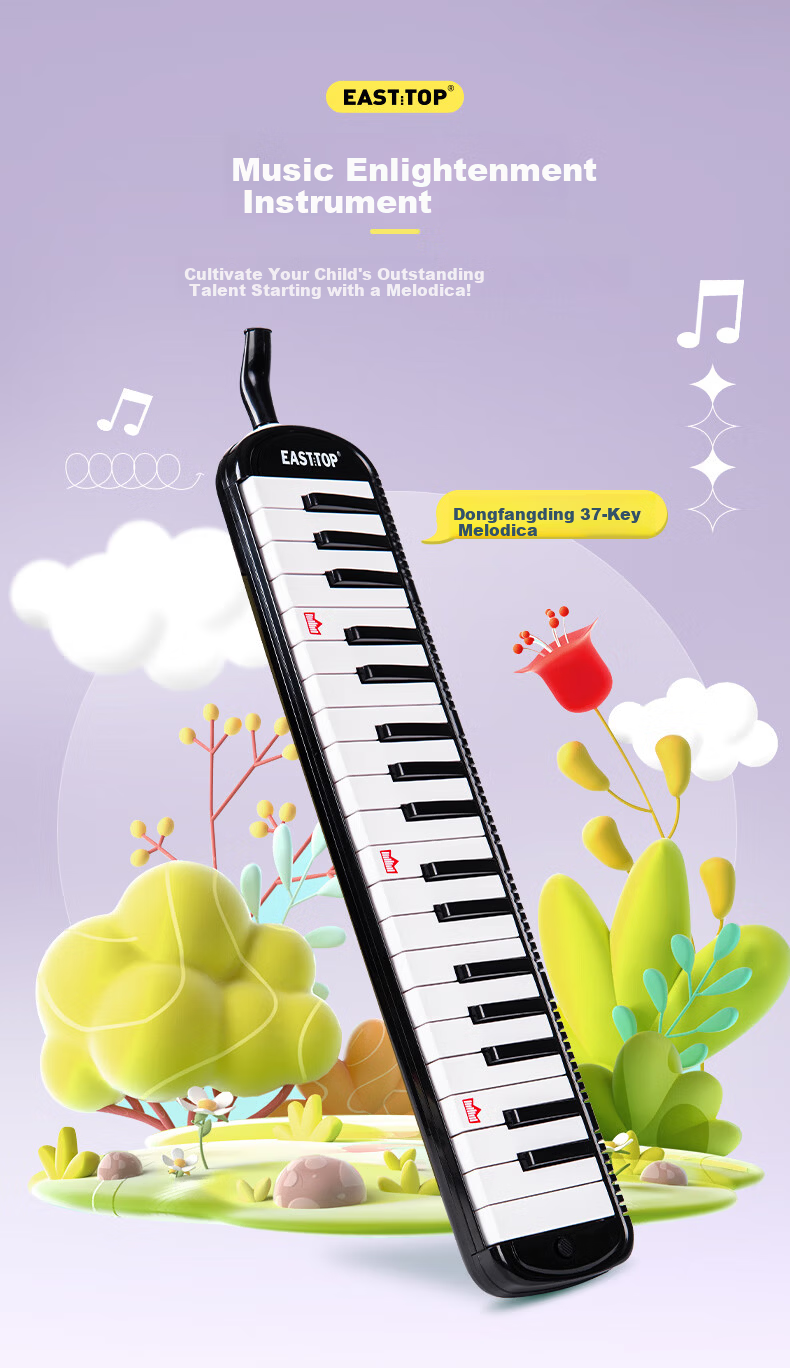 EAST TOP 32-Key Melodica T32 for Children Beginners, Elementary School Students' Introduction to Classroom Performance, Wind Instrument, Black 1