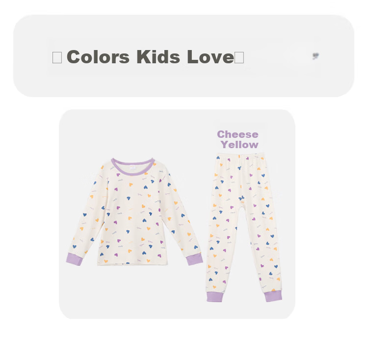 Hodohome Boys' Cotton Antibacterial Thermal Underwear Set, Long Sleeve Top and Pants, Grade 7, Printed Crew Neck, Sizes 121-150 14