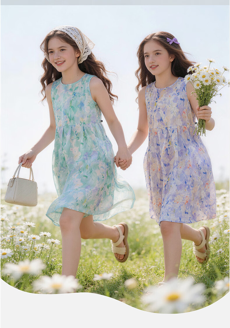 Disney Girls Summer Dress New Cotton Princess Dress for Older Children and Teens 1A141 Monet Purple 170 1