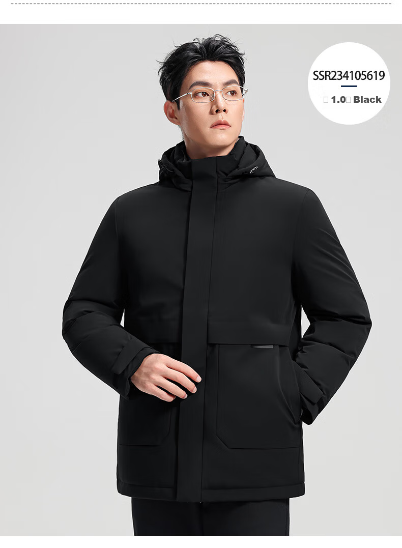 SHANSHAN Detachable Hood Goose Down Men's Warm Thick Casual Removable Liner Dad Jacket 22