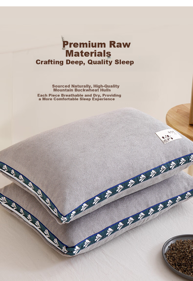 Crown Pure Cotton Buckwheat Pillow Neck Support Pillow Core 100% Buckwheat Hull Pillow Core Pillowcase Pillow Core Set of Two 3
