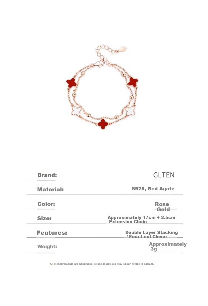 GLTEN Four-Leaf Clover Silver Bracelet for Women New Luxury Jewelry Anniversary Birthday Gift for Girlfriend Wife 13