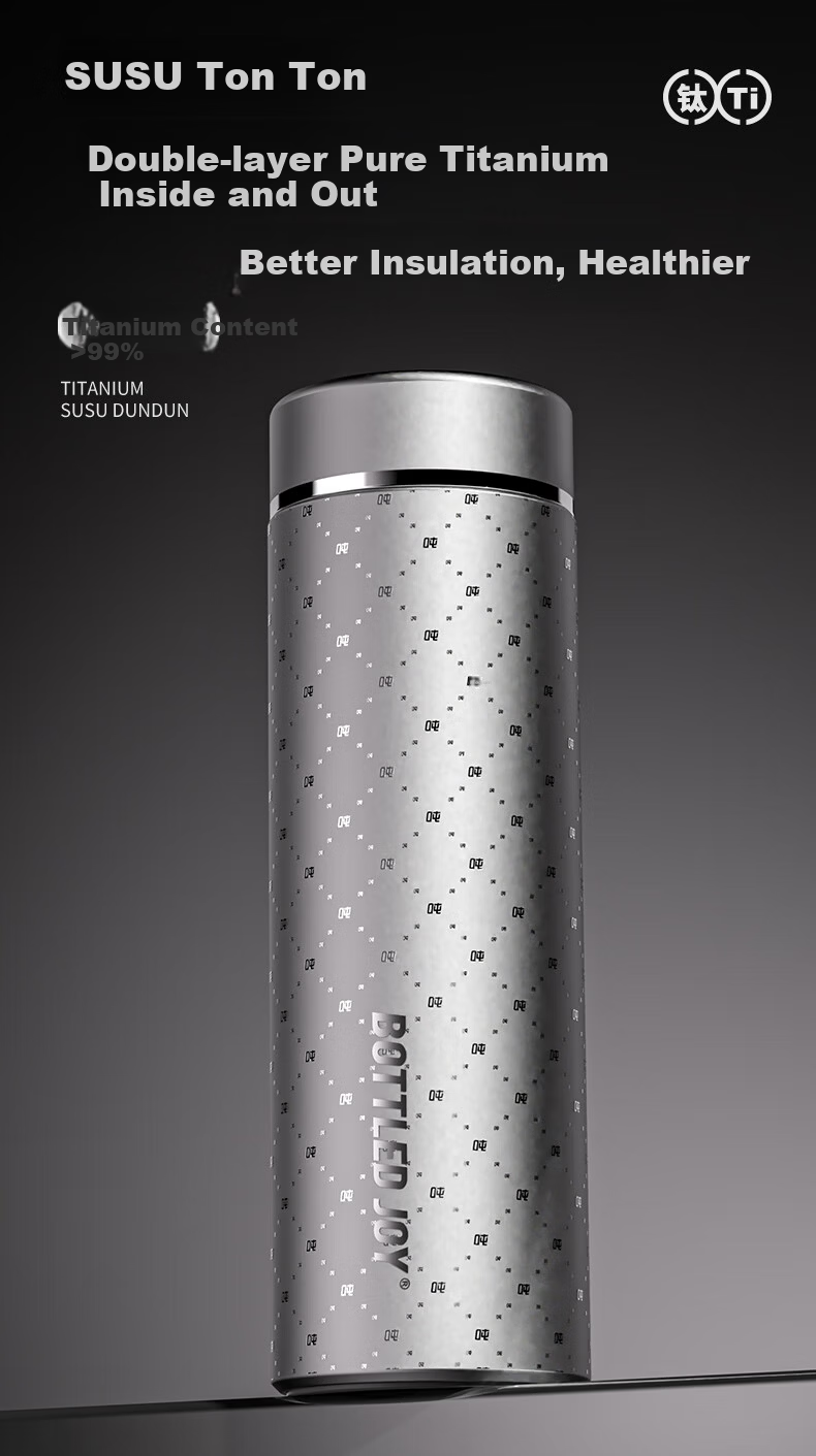Dundun Pure Titanium Insulated Large Capacity Water Bottle for Men and Women High-End Titanium Tea Cup Stylish Portable Titanium Water Bottle 2