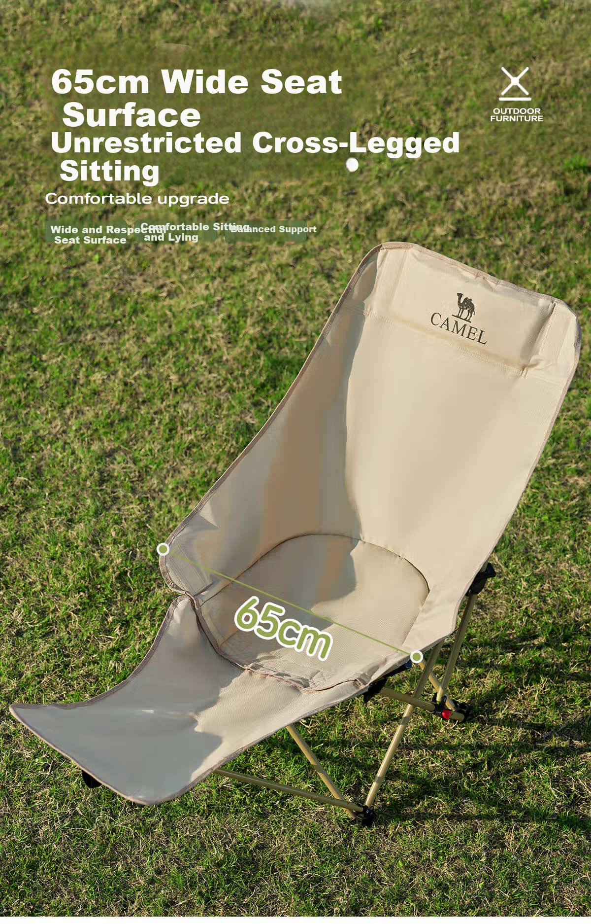 CAMEL Outdoor Camping Chair Nap Recliner Picnic Stool Moon Chair Butterfly Chair Folding Beach Chair 1