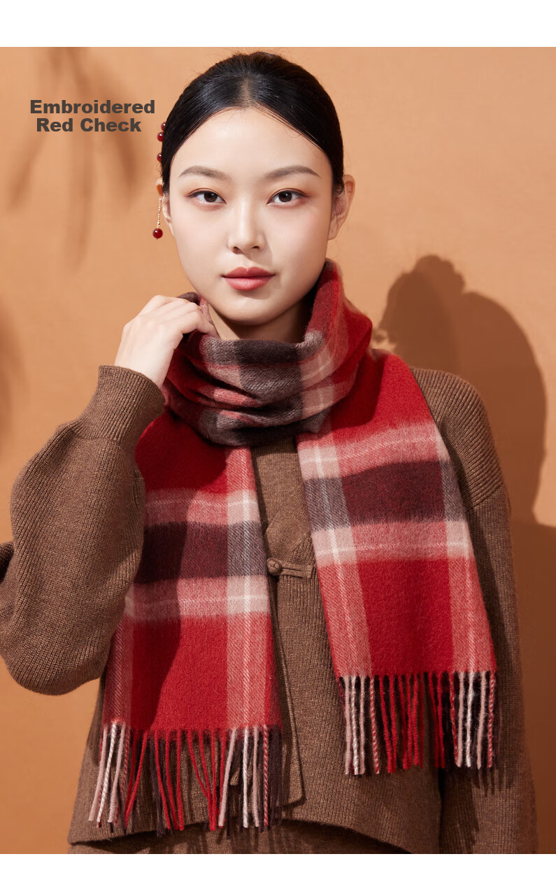 Hodo 100% Pure Wool Women's Plaid Scarf Warm Cold-Resistant Neck Warmer Gift Box for Girls New Year Birthday Present 13