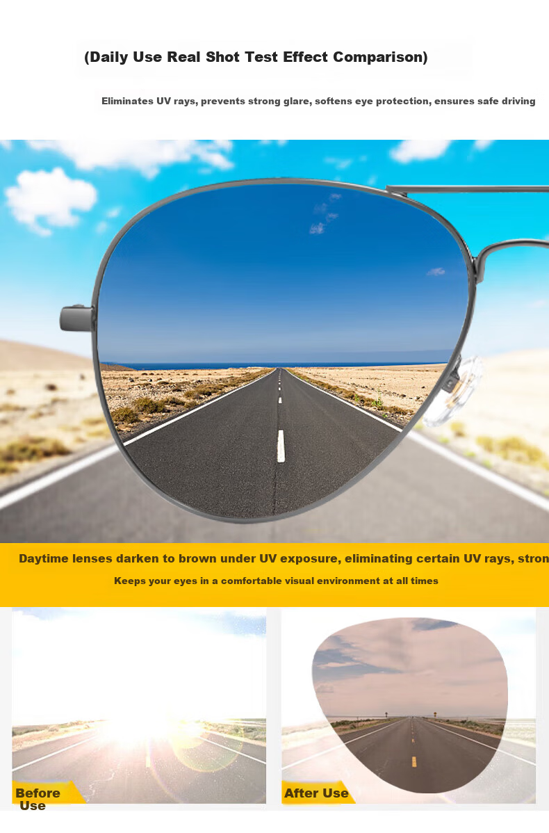 CAPONI Photochromic Night Vision Sunglasses Day and Night Use Polarized Driving Glasses for Men and Women Anti-Glare 9