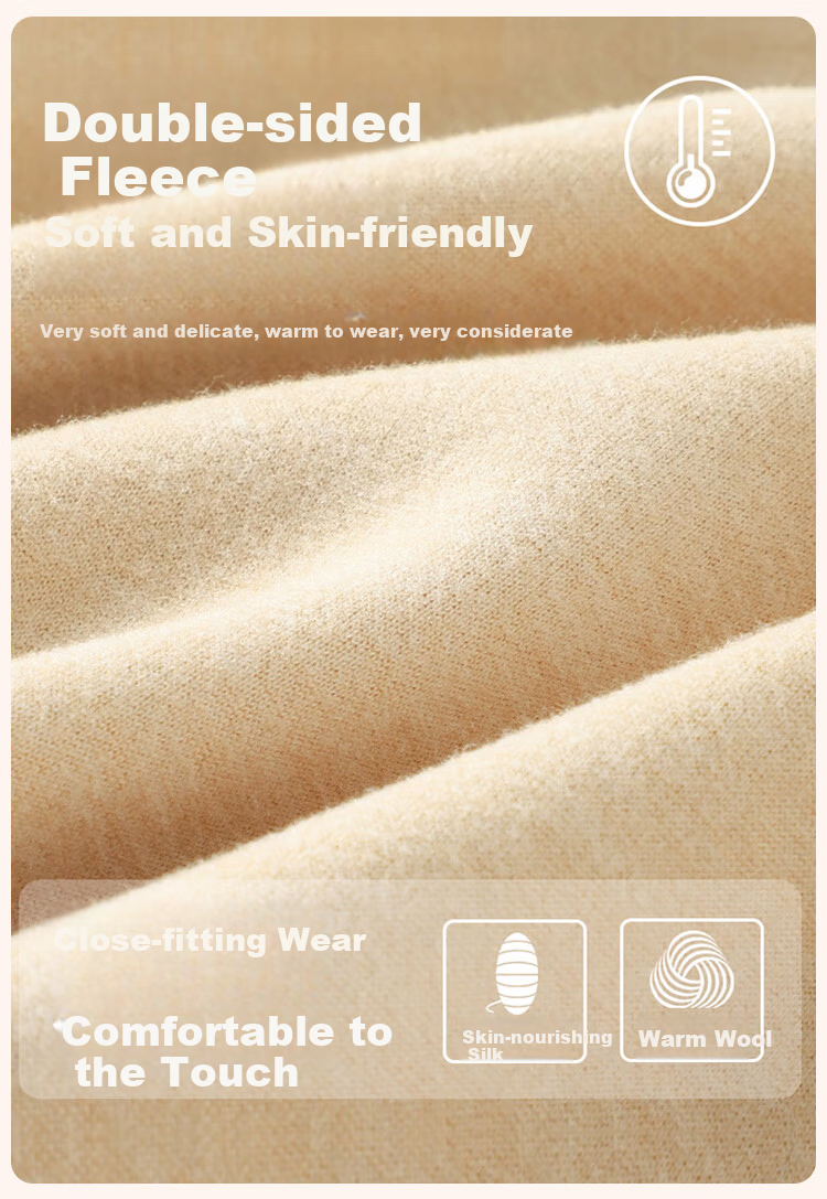MiiOW Women's Cashmere Silk Thermal Underwear Plus Size Autumn Winter Fleece Thickened Warm Top 3
