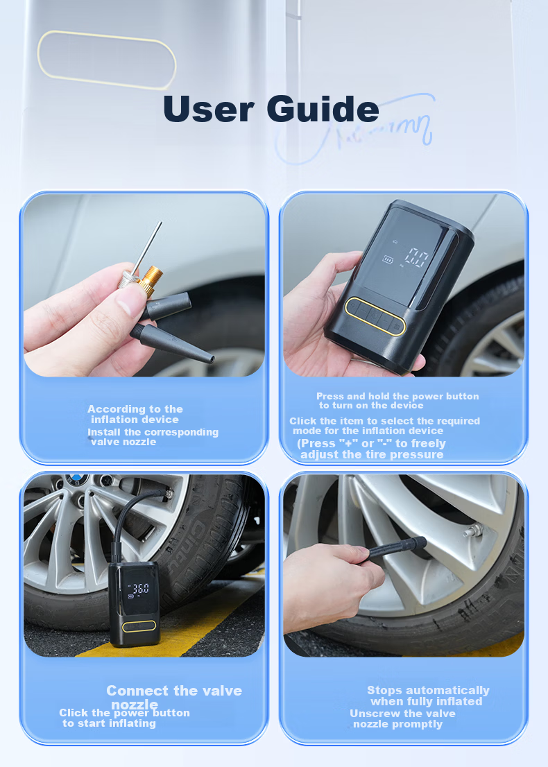 HUIDUODUO Inflator Pump Portable Car Tire Inflator with Pressure Gauge for Electric Vehicle, Motorcycle, Bicycle, Road Bike 22