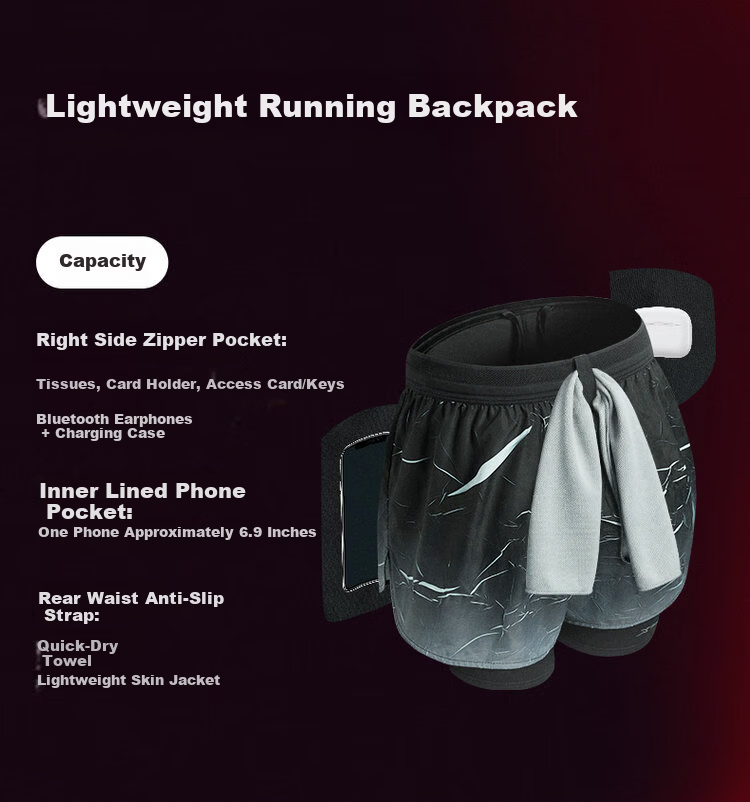 Xtep 2000KM PRO Men's Running Shorts Fake Two-in-One Breathable Quick-Dry Sports Training Five-Point Pants 22