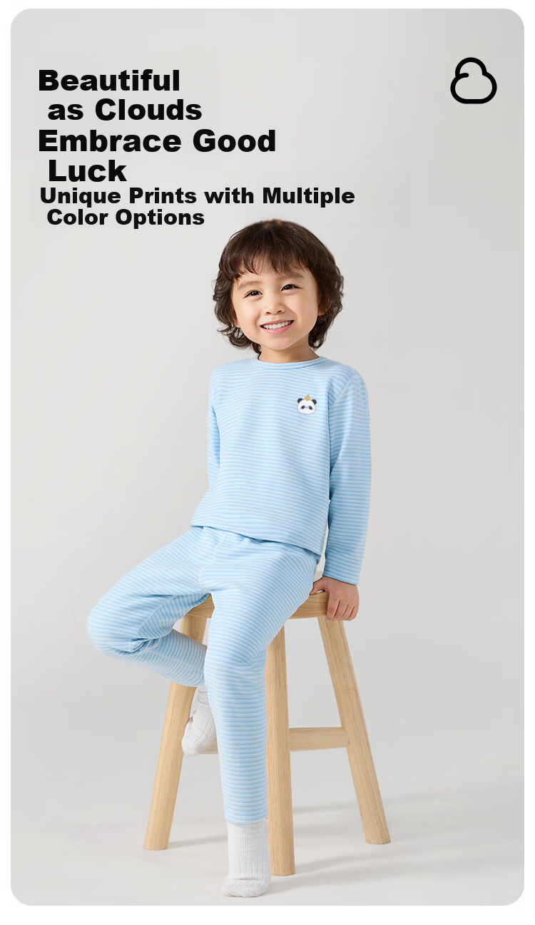 Aibedila Baby Autumn Clothes Set Boys Girls Children's Thermal Underwear Class A Warm Base Layer Set Cat 120 5