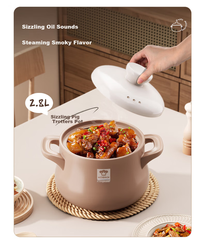 KOBACH Large Belly Pot, Heat-Resistant, Crack-Resistant, Suitable for Claypot Rice, Chinese Herbal Medicine Decoction, Soup Cooking, Stewing Pot, Ceramic Cookware for Home Use 5