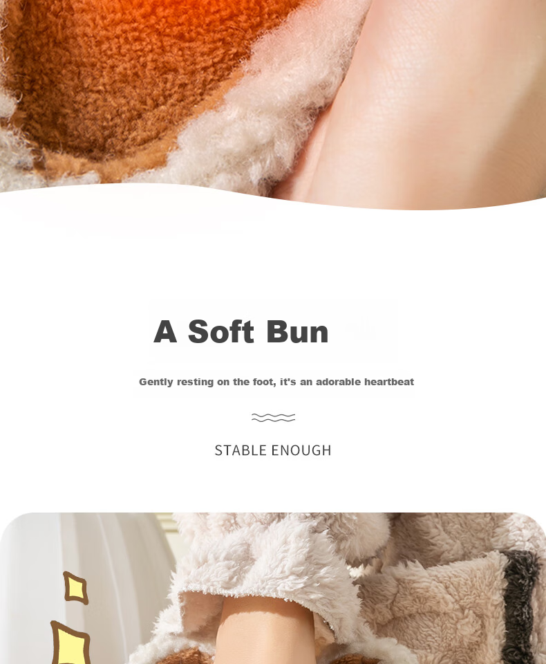 Runrou Women's Cotton Slippers Autumn Winter Warm Fleece Cute Indoor Home Couple Men's Antibacterial Deodorant 10