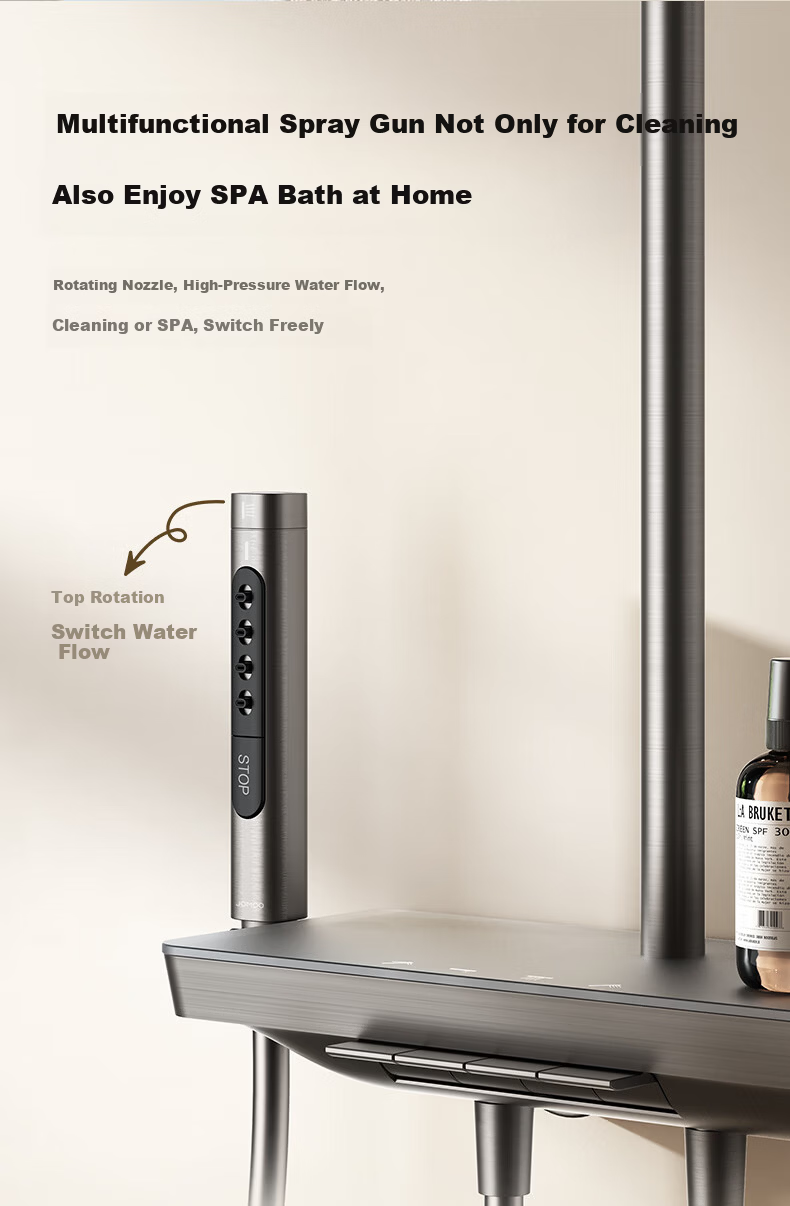 JOMOO Shower Set with Piano Key Massage Spray Gun, Descaling Top Water Spray, Yu Spirit Shower Head 36668-882/1B-1 12