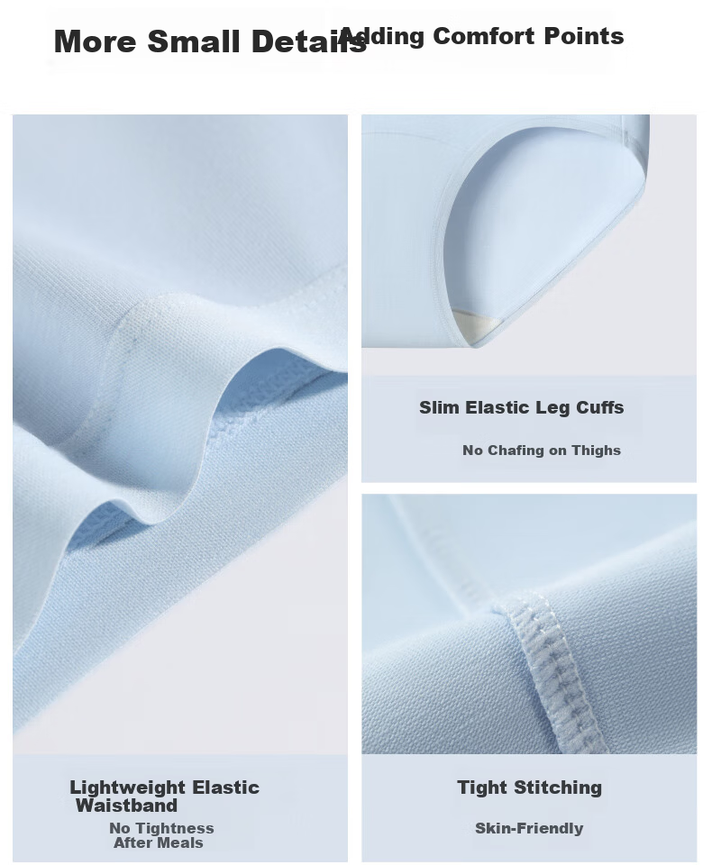 LUCKMEEY Combed Cotton Women's Underwear AAAAA Antibacterial Extended Crotch Thin 40-Count Mid-Waist Breathable Seamless Briefs 13