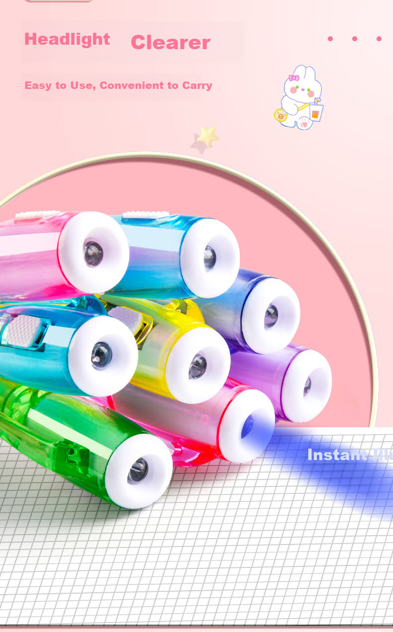 Jiamo Invisible Light Pen Gel Pen Disappearing Invisible Highlighter Magic Light Pen Ink Pen Luminous Creative Cartoon Double-Ended UV Ballpoint Secret Writing Glow Pen 6