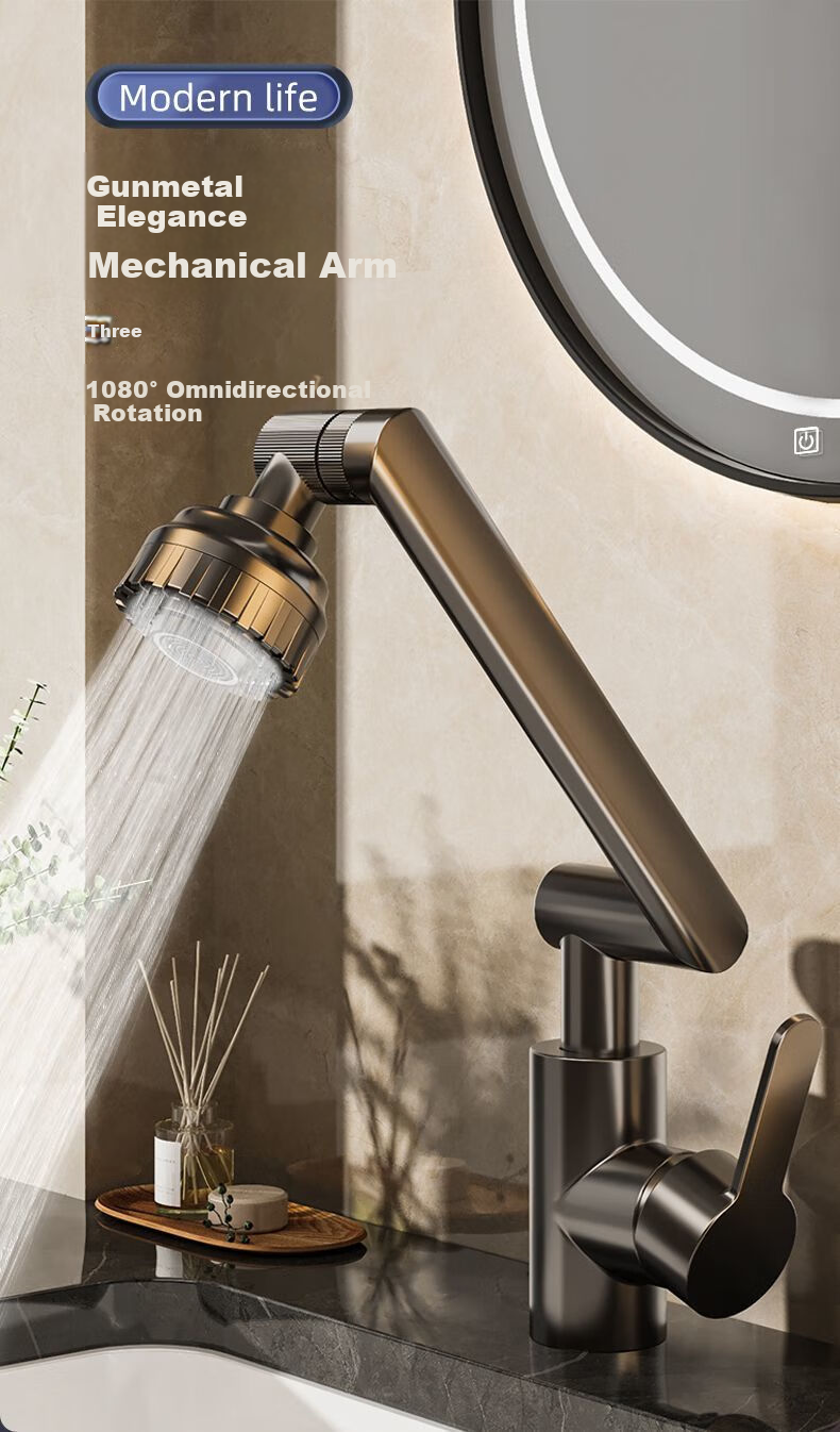 Baihan Faucet Basin Washbasin Faucet Bathroom Hot and Cold Two-in-One Mechanical Arm Basin Faucet 1