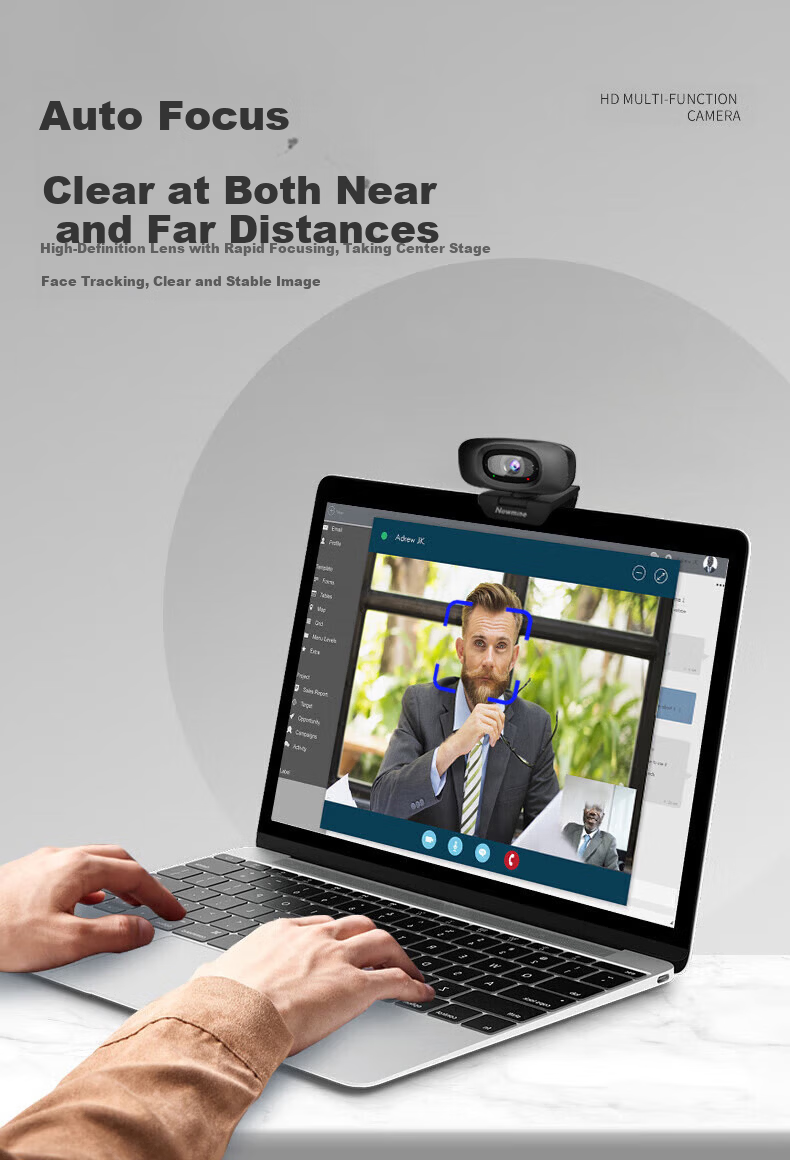 Newmine NM90 4K Webcam with Beauty Filter, Ultra HD, Built-in Microphone, External Plug-and-Play, Zoomable, Compatible with Laptop and Desktop for Video Conferencing 5