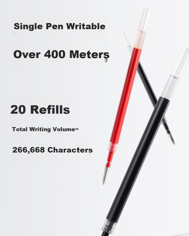 Deli 0.5mm Retractable Gel Pen Refills for Students, Compatible with S01/S08/1008/K35 and G-5, Black Bullet Tip, 20 Pieces/Box S782 8