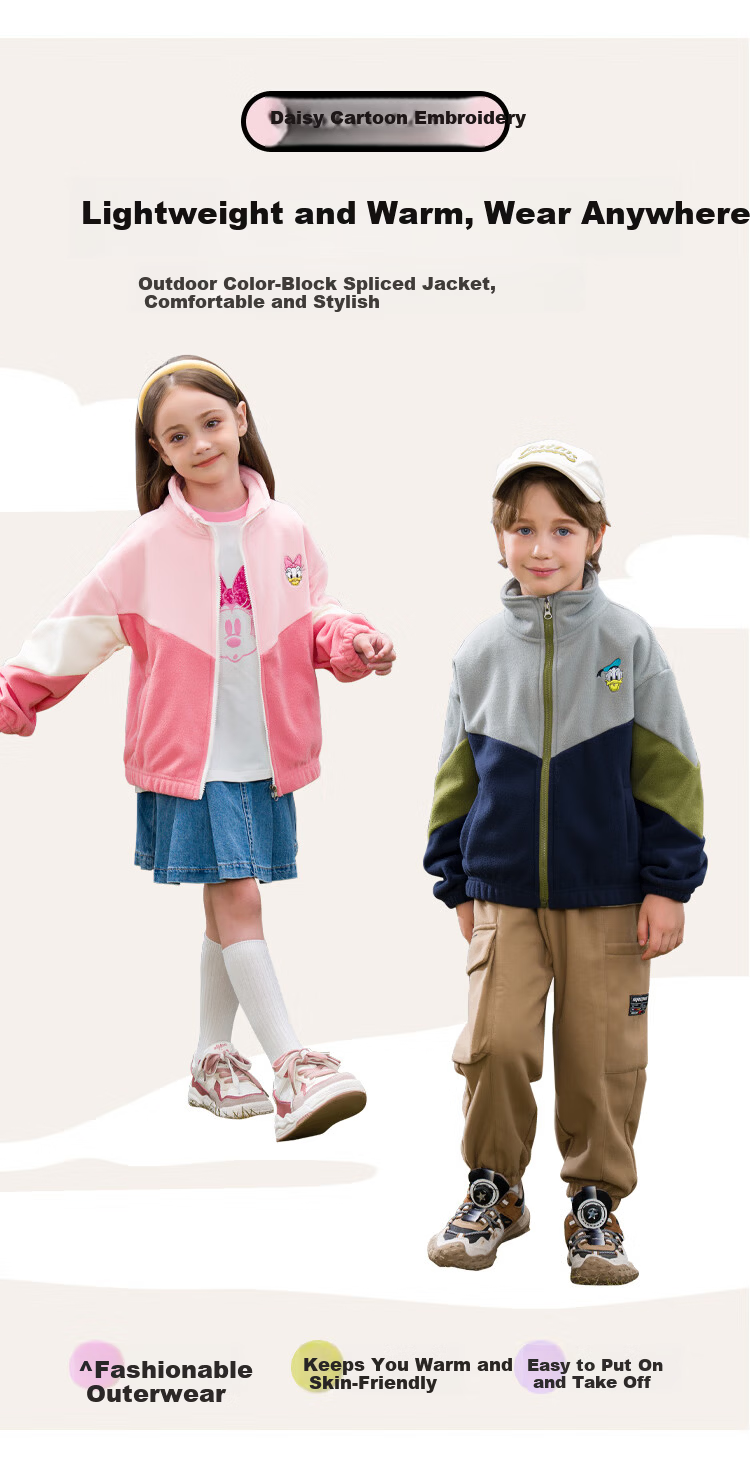 Disney Kids Autumn Winter Jacket Fashion Stand Collar Fleece Top Stylish Baby Clothes TD3DS009 Navy Blue 120 2