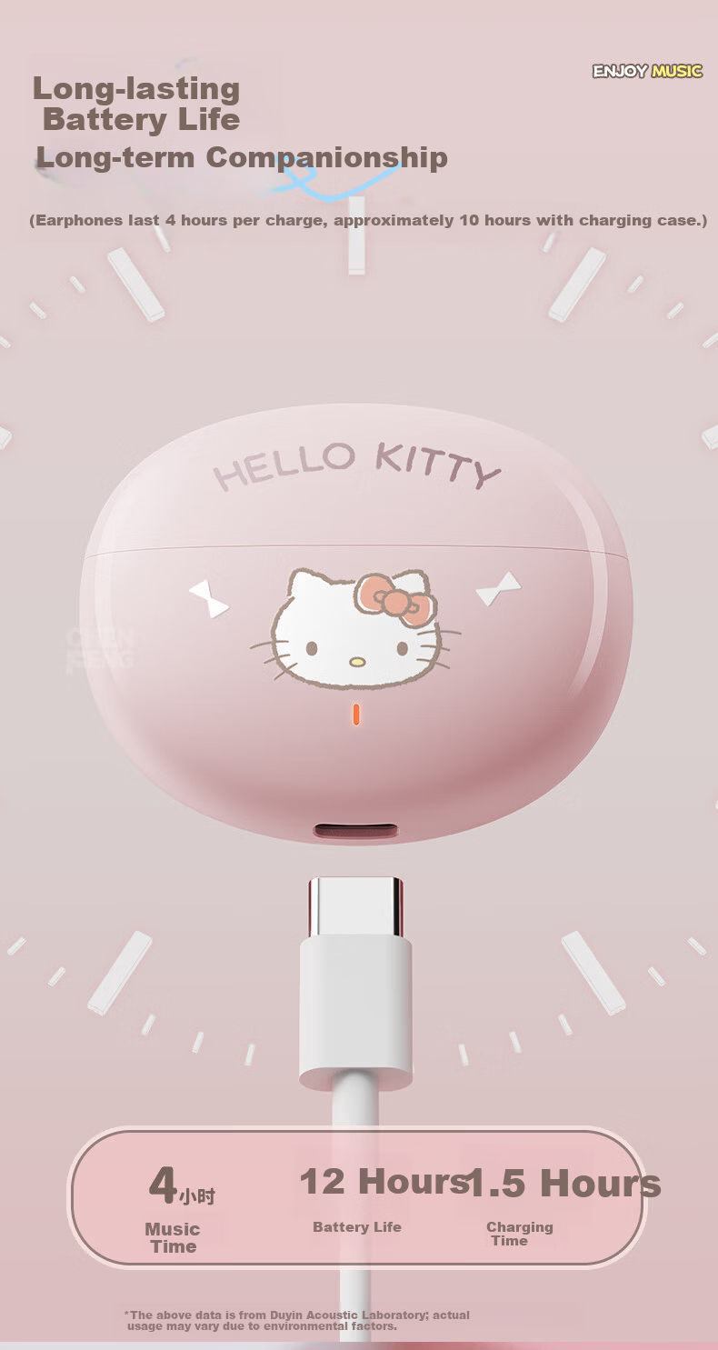 Chenfeng Sanrio Bluetooth In-Ear Wireless Earphones High-Quality Active Noise Cancelling Long Battery Life Birthday Gift for Girls Compatible with Apple Huawei SR19 Cinnamoroll 6