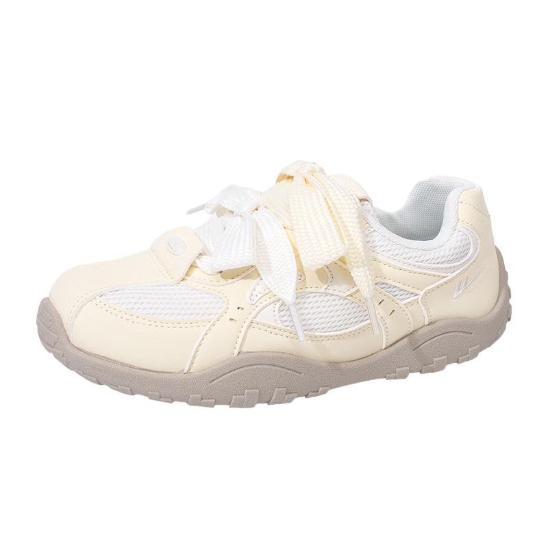 Warrior Women's Spring Summer Mesh Breathable Non-Slip Hiking Shoes Thick Sole Durable Sports Dopamine Trainer Shoes Beige Size 39