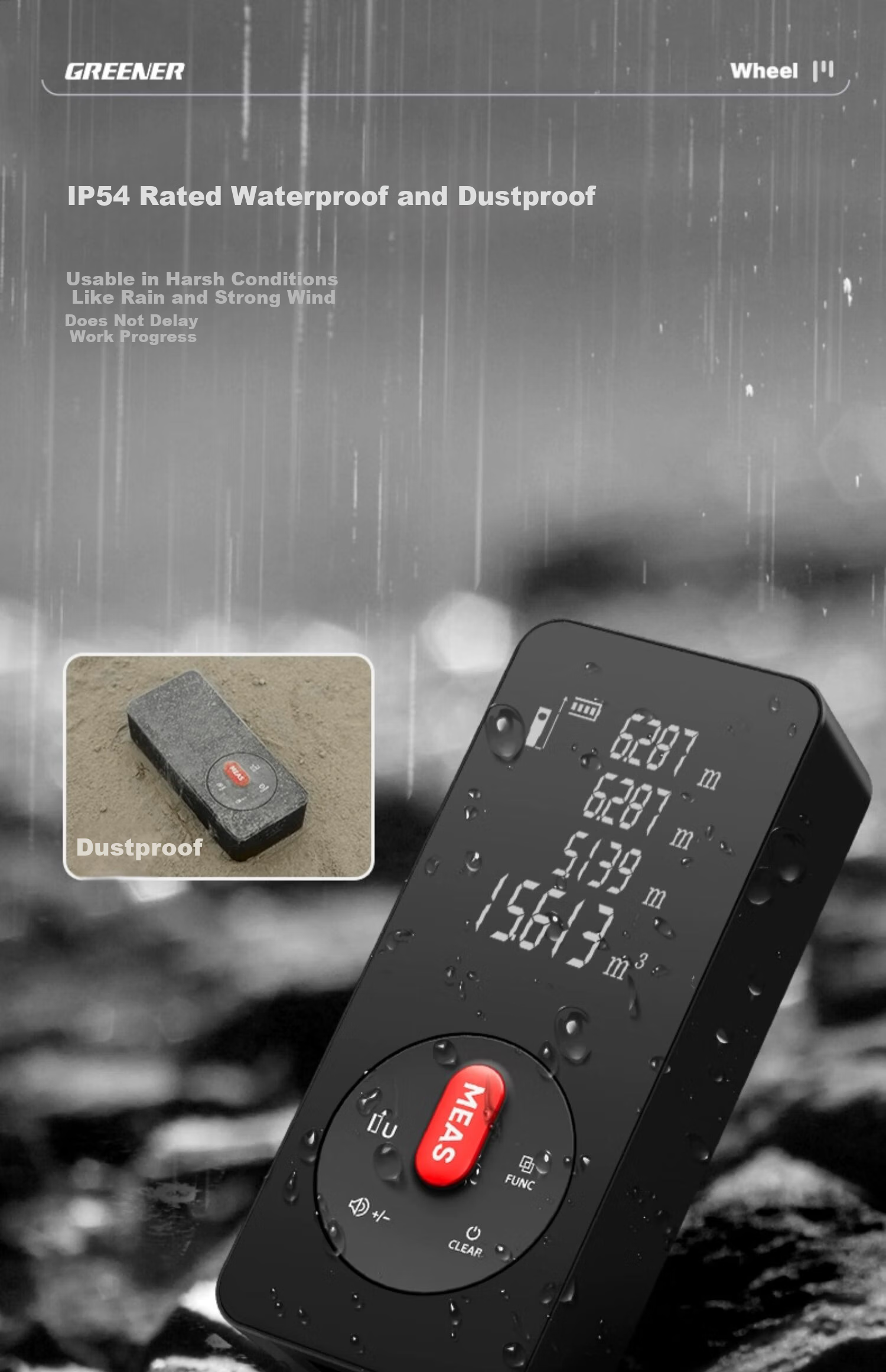 GREENER Laser Distance Meter High-Precision Infrared Handheld Room Measuring Device Upgraded Model with Backlit Screen Waterproof Dustproof 50m 13