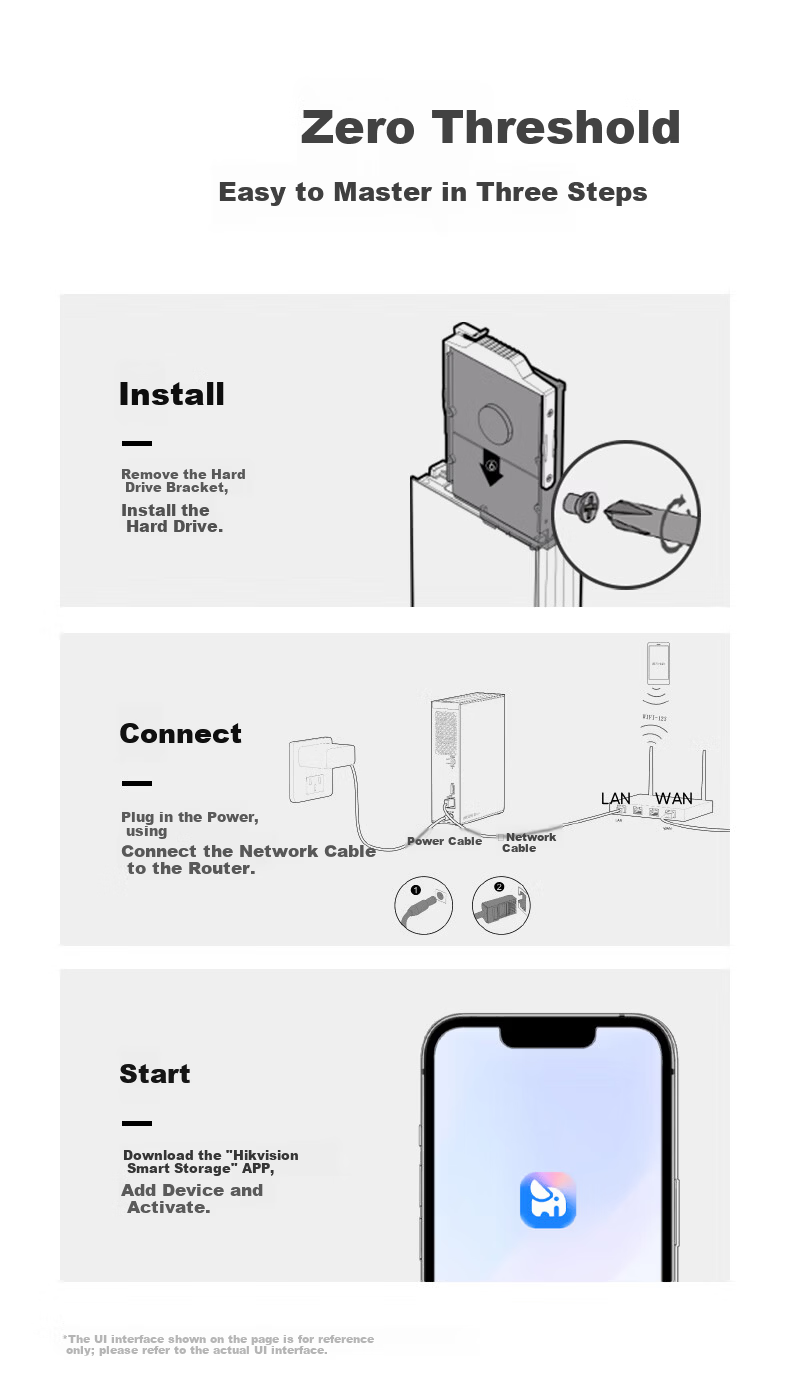 HIKSEMI Hikvision Private Cloud E1 Single-Bay NAS Network Storage Personal Home NAS Cloud Drive Photo Backup File Sharing Mobile Expansion Surveillance Recording Remote Control 5