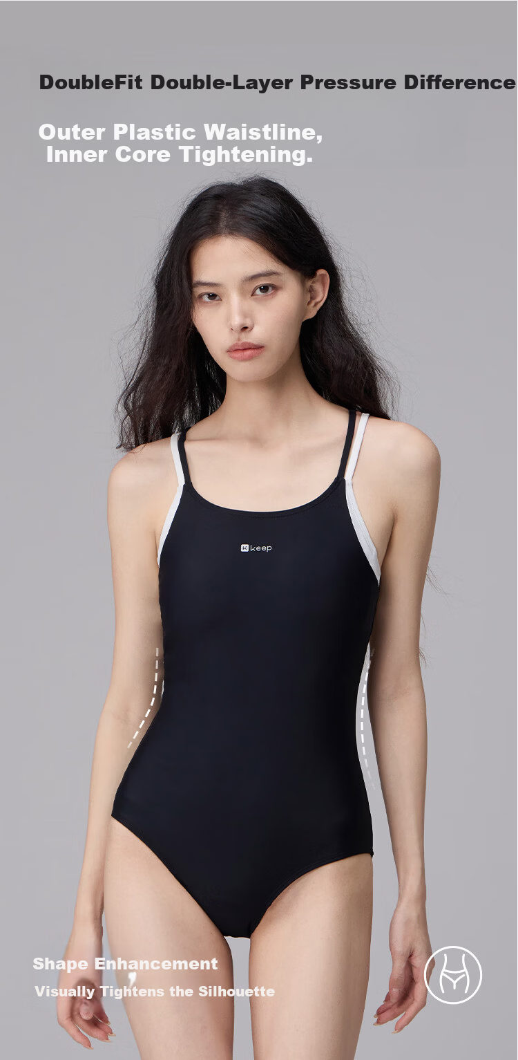 Keep Women's One-Piece Triangle Leica Sports Training Slimming Swimsuit 592 Blue Gray L 2