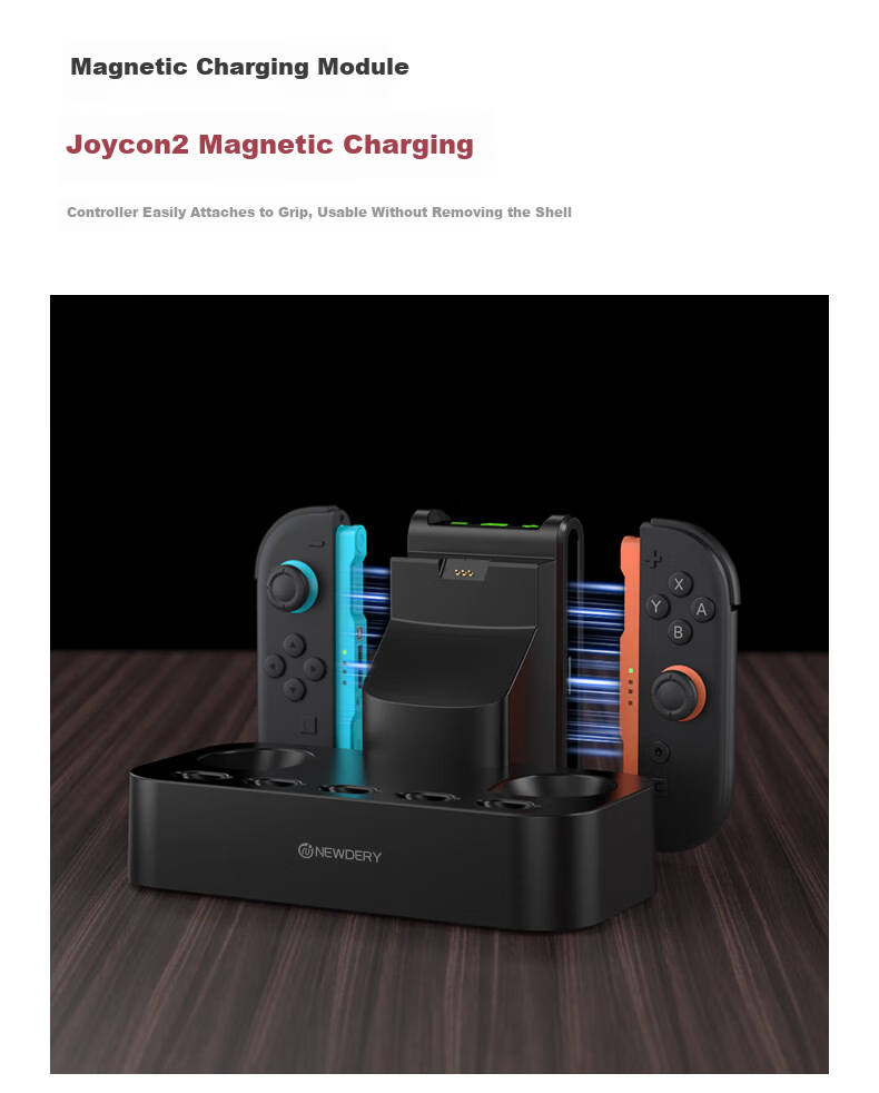 NEWDERY Nintendo Switch 2 Pro Controller Charging Dock Joycon 2 Charging Base NS2 Split Controller Charger Cartridge Storage Stand Gaming Controller Accessories 3