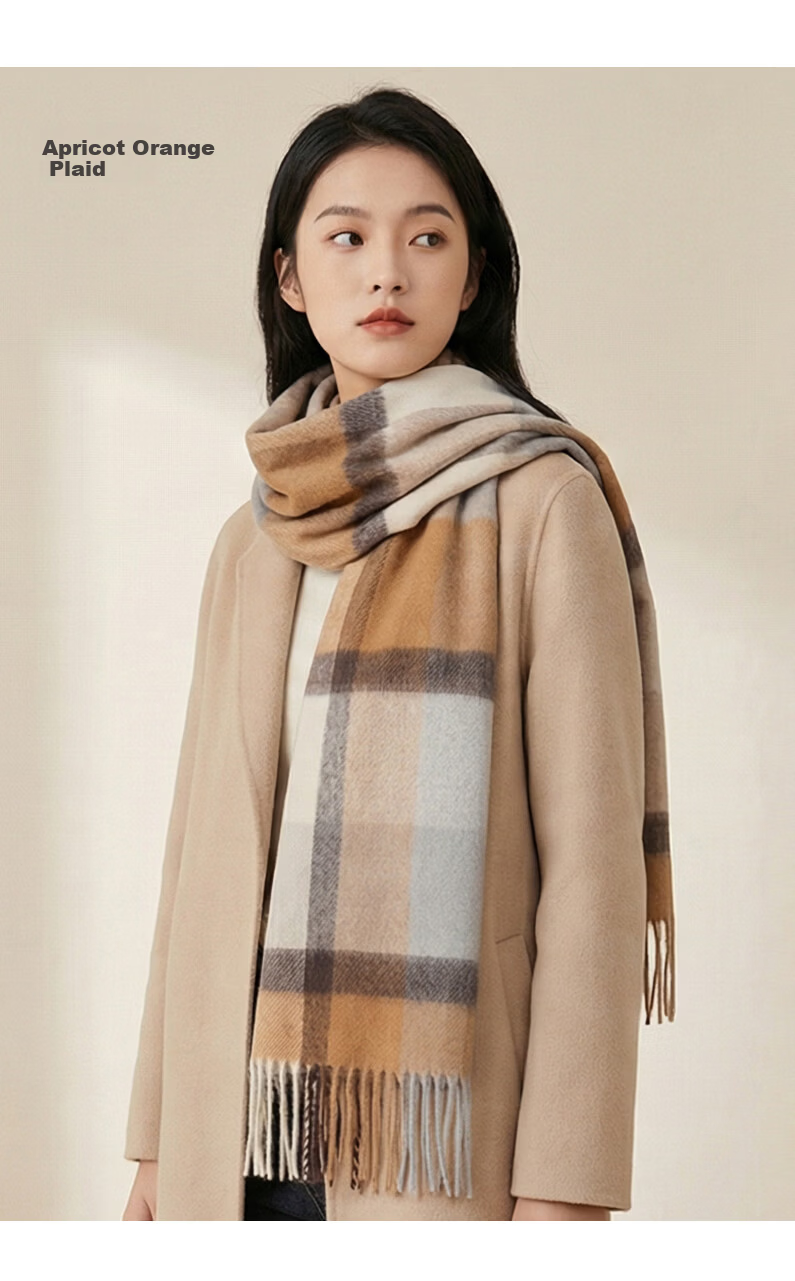 Hodo 100% Pure Wool Women's Plaid Scarf Warm Cold-Resistant Neck Warmer Gift Box for Girls New Year Birthday Present 15