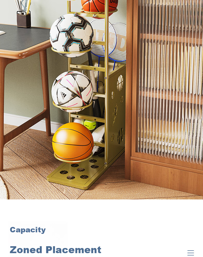 Leaijia Basketball Hoop Storage Rack Home Indoor Football Volleyball Badminton Storage Basket Student Ball Rack Sports Equipment Organizer 6