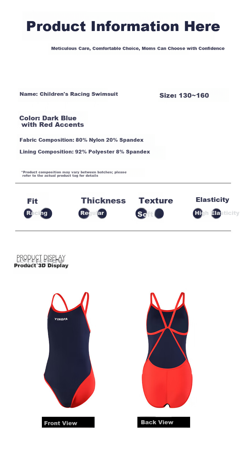 YINGFA Kids Girls One-Piece Triangle Professional Swimsuit Vacation Student Racing Training Swimwear 11