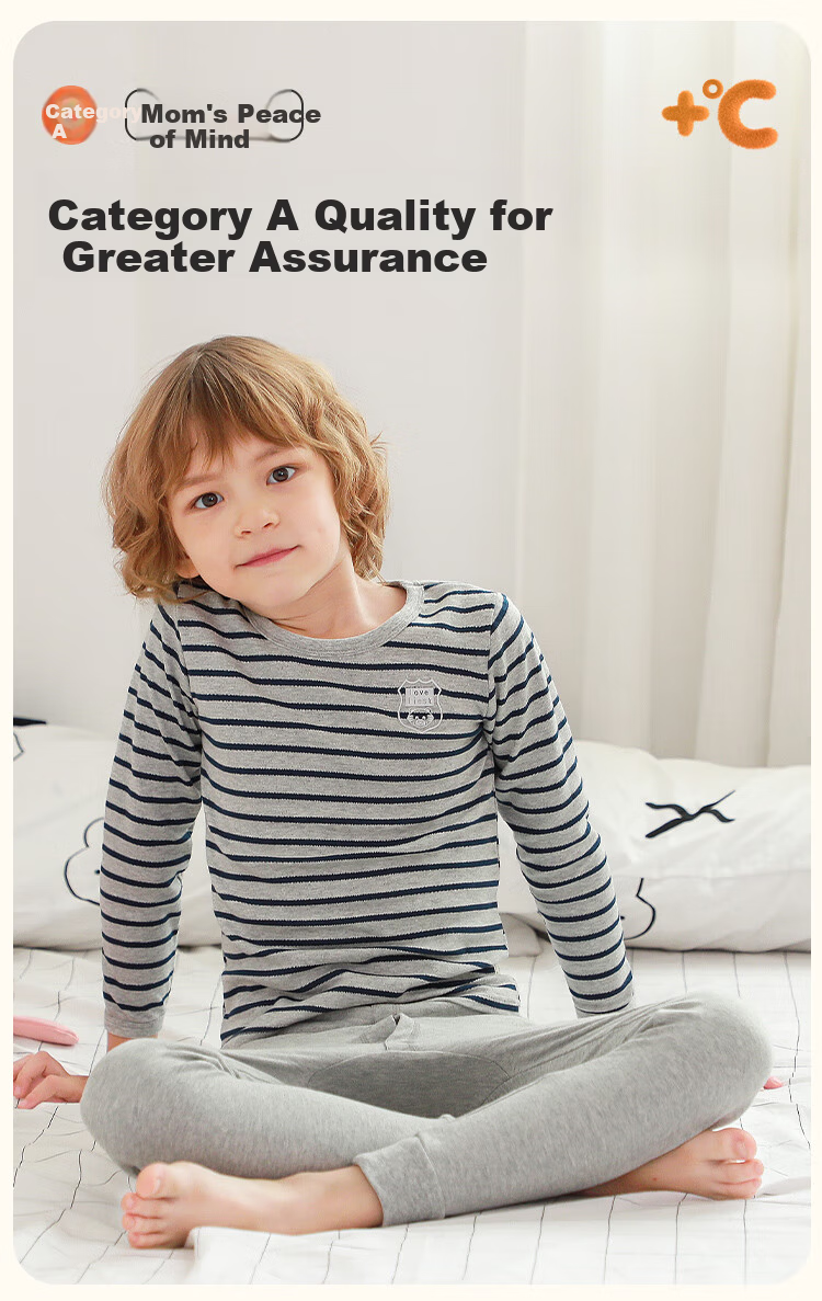 Dingguagua Kids Autumn Cotton Thermal Underwear Set Boys Pure Cotton Warm Innerwear Class A 2025 Fall Winter Middle School Cotton Wool Set 3
