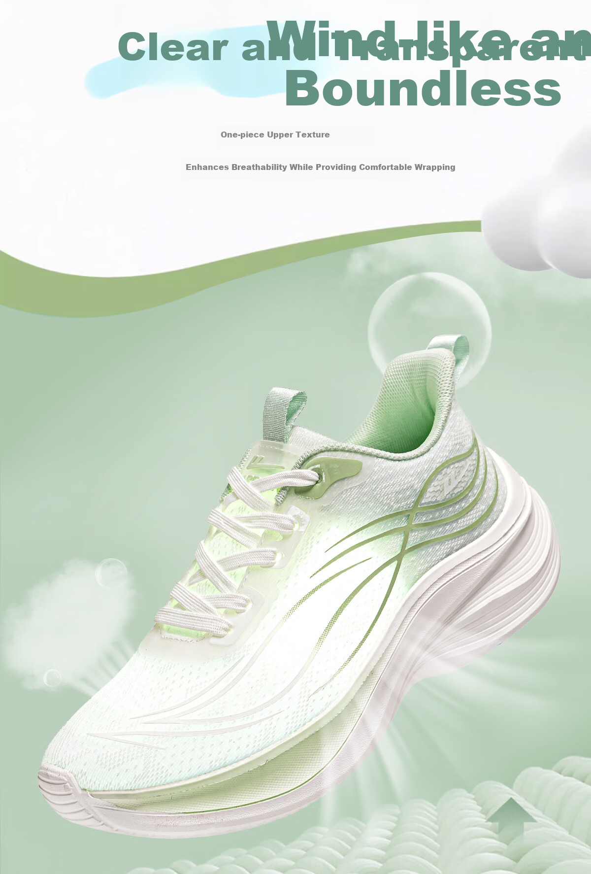 Warrior Women's Sports Shoes New Spring Summer Ultra-Light Soft Sole Shock Absorption Running Shoes Breathable Mesh Casual Shoes White Green Size 40 7