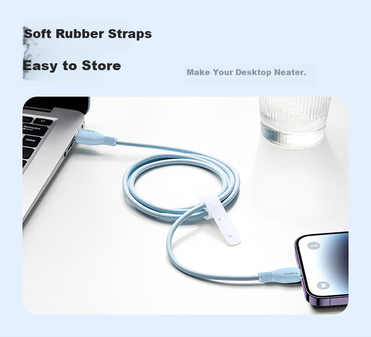 Baseus Apple Data Cable PD20W Fast Charging Type-C to Lightning Cable for iPhone 14/13 Pro Max/12 Car Charger 1m Deep Space Gray 5