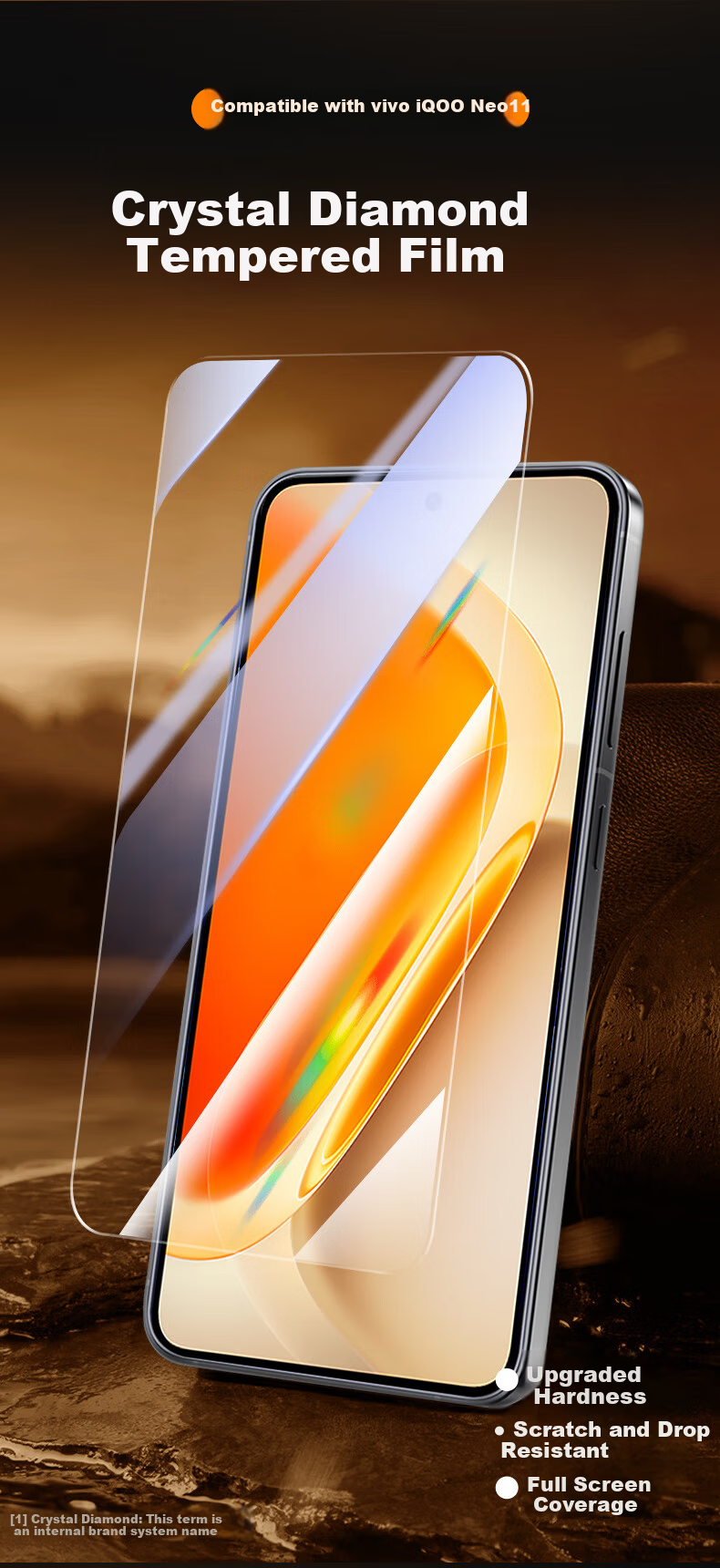 Kulefeng [Value Two-Pack] Tempered Glass Screen Protector for vivo IQOO Neo11, Ultra-Thin HD Anti-Fingerprint Anti-Drop Gaming Glass Film 1