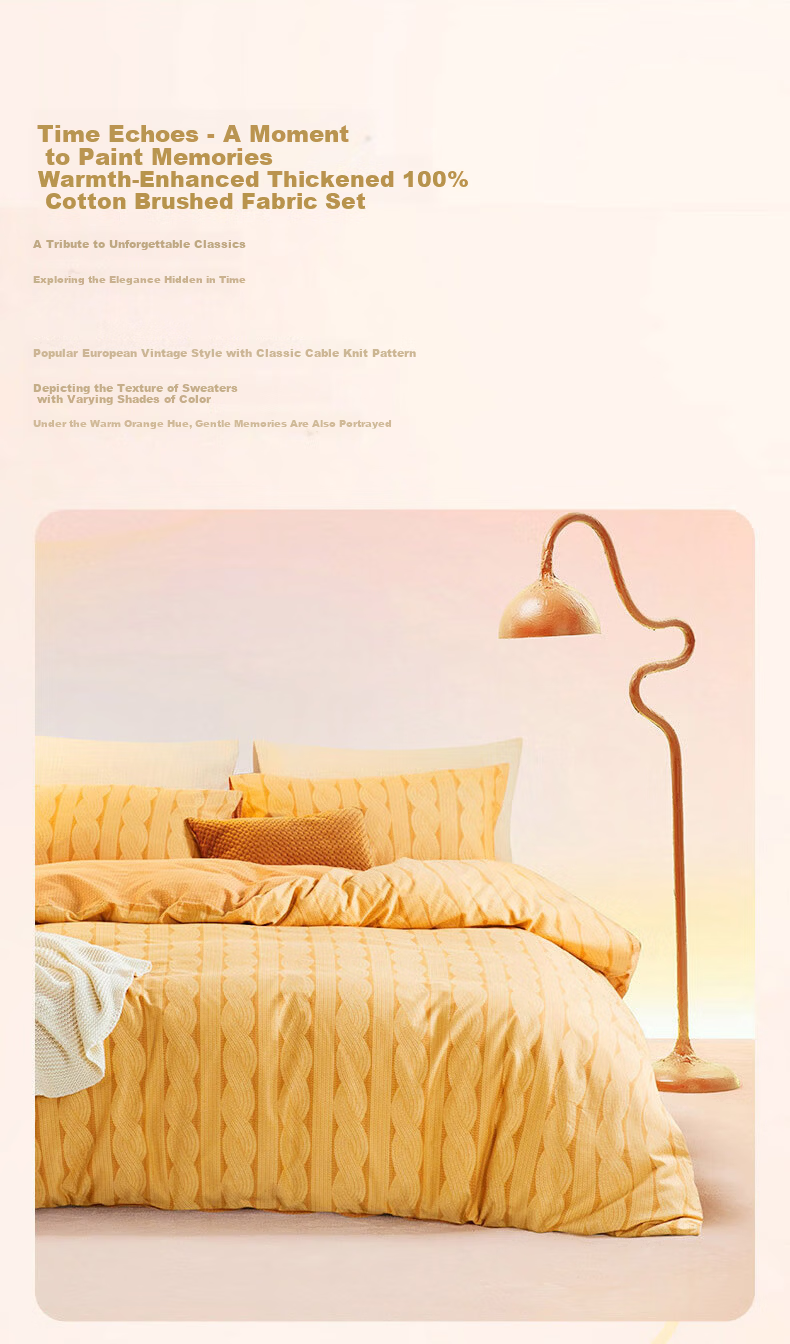 LOVO Luolai Pure Cotton Brushed Four-Piece Bedding Set, Autumn And Winter Thickened Warm Pure Cotton Bed Sheet And Duvet Cover, 200*230cm 10