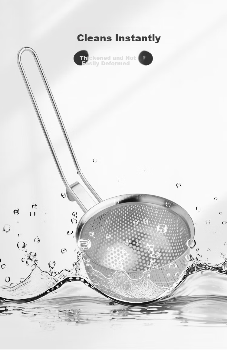 Banwushenghuo 304 Stainless Steel Soup Ladle Hot Pot Spoon Set, Small Soup Ladle, Strainer Spoon, Thickened Long Handle Porridge Spoon, Scoop Spoon, Filter Spoo 8