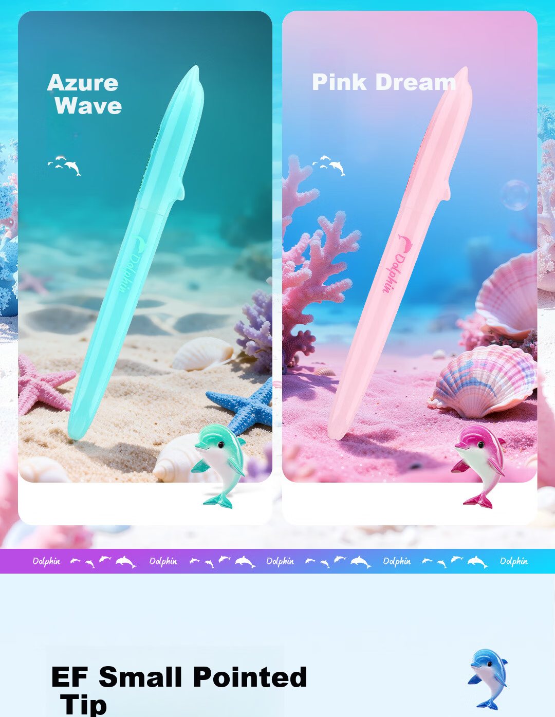 Dianshi Deep Sea Dolphin Student Fountain Pen No Ink Splash EF Nib Correct Posture Ink Cartridge Back to School Essential 790 Dark Blue Erasable Ink 7