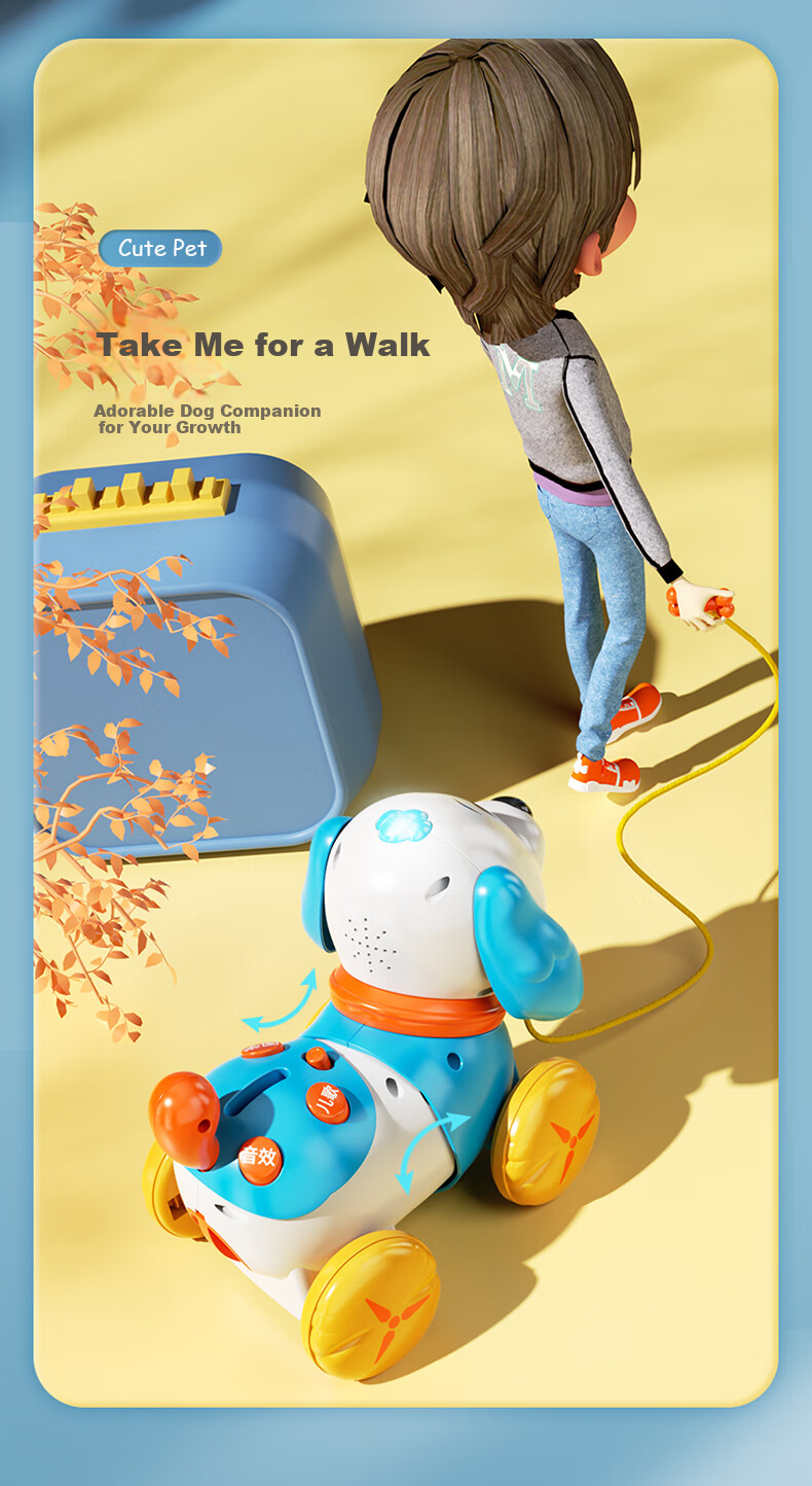 Electric Walking and Barking Toy Dog with Leash for Toddlers and Babies Ages 1-3 13