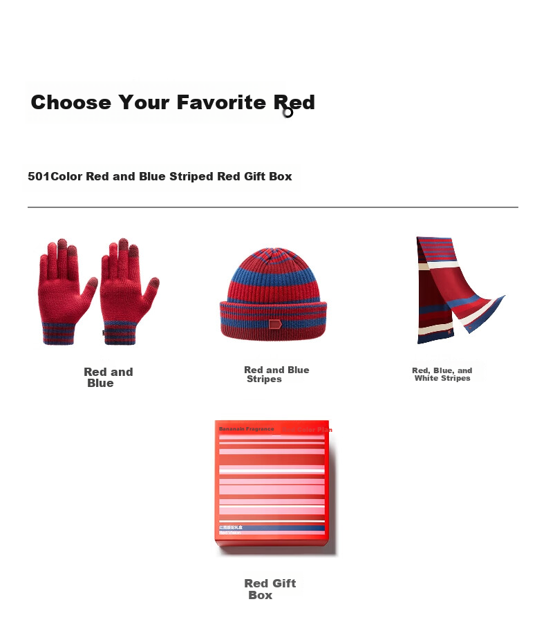 Bananain Red Project 501C Unisex Thermal Hat, Touchscreen Gloves, Neck Warmer, Scarf Autumn Winter Gift Box 24