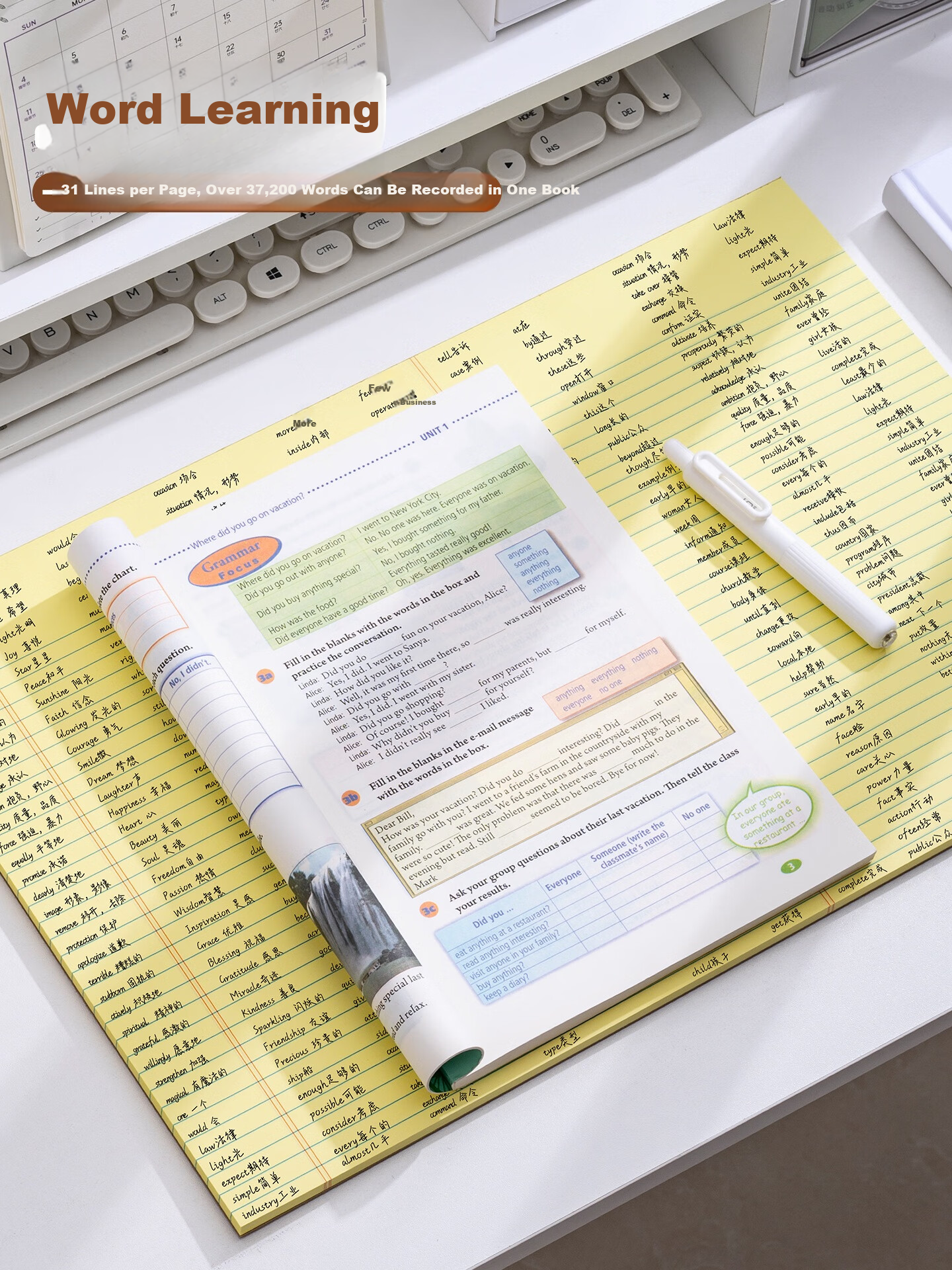 SUNWOOD A3 Yellow Notepad 50 Sheets 100 Pages Large Size Mind Map Exam Practice Notebook Simple Eye-Friendly Easy Tear Draft Paper Lined 1080 2