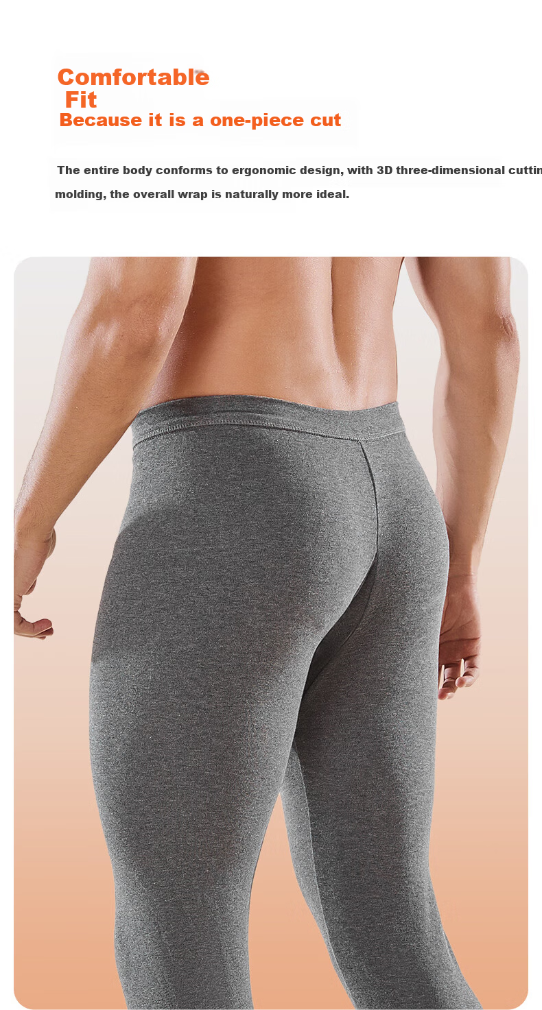 SEPTWOLVES Men's 100% Cotton Thin Thermal Underwear Pants Antibacterial Autumn and Spring Cotton Warm Long Johns 14